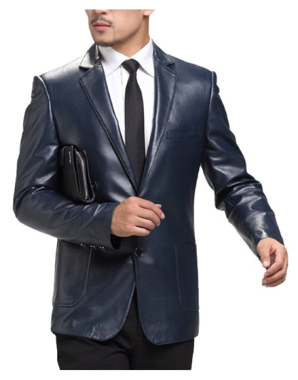 HugMe.fashion Leather Coat in Black Blazer Men Office Purpose JKB06